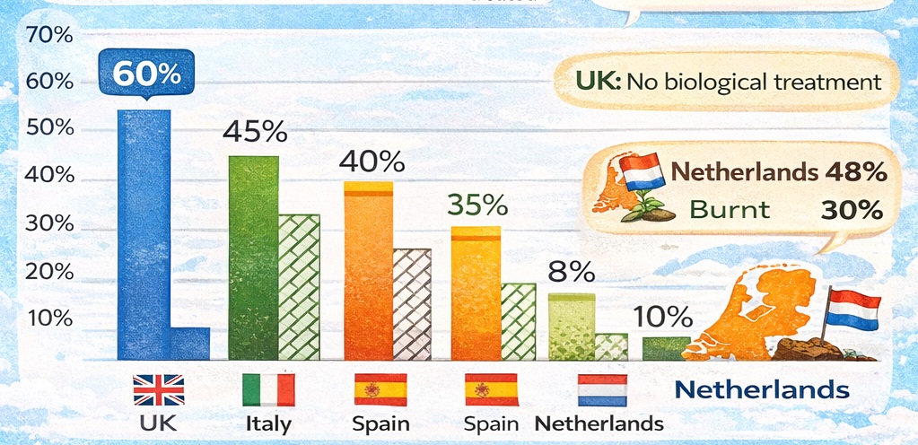 [Writing Task 1 - Bar Chart] The graph below shows the percentage of different waste disposal in 4 countries.