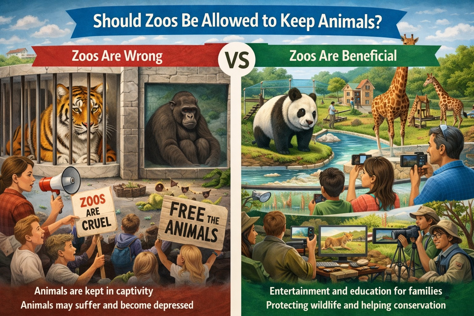 [Writing Task 2] Some people believe that it is wrong to keep animals in zoos, while others think that zoos are both entertaining and ecologically important.