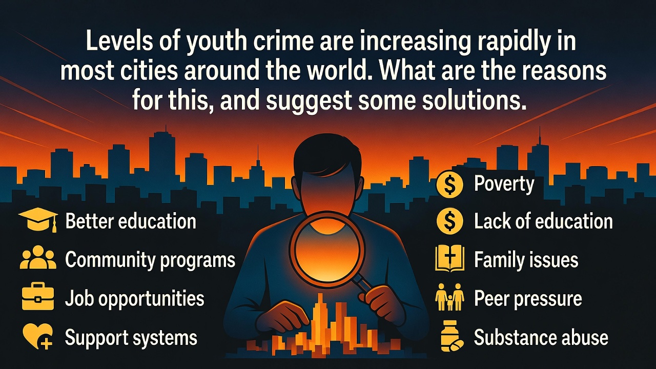 [Writing Task 2] Levels of youth crime are increasing rapidly in most cities around the world