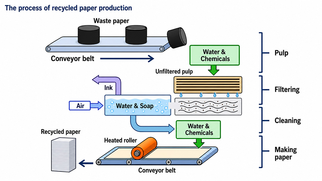[Writing Task 1] The process of recycled paper production