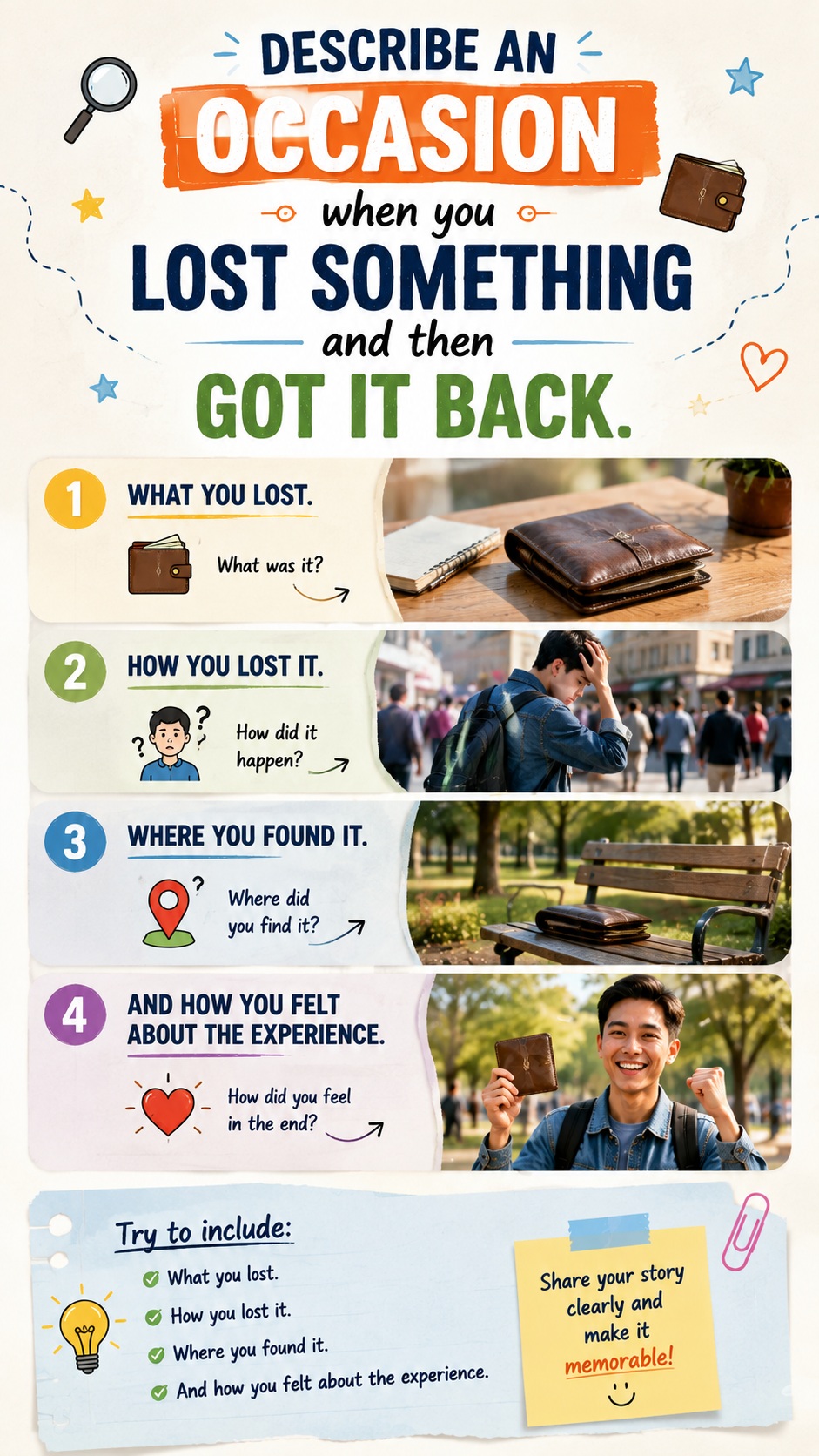 [Speaking Part 2] Describe an occasion when you lost something and then got it back