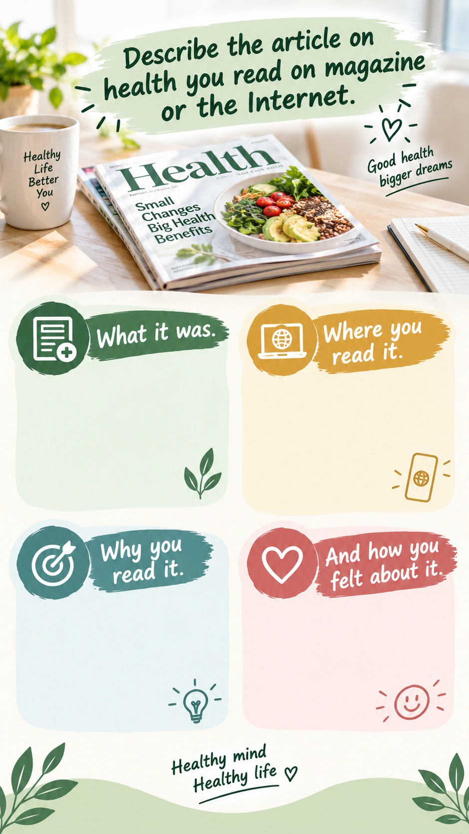 [Speaking Part 2] Describe the article on health you read on magazine or the Internet.